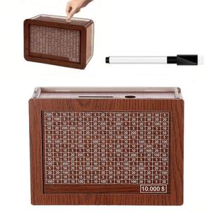 Wooden Piggy Bank, 1 Count Vintage Money Box with Counting Target and Marker, Durable Coin & Cash Saving Box, Home Decor, Gift for Teenager, Ornaments