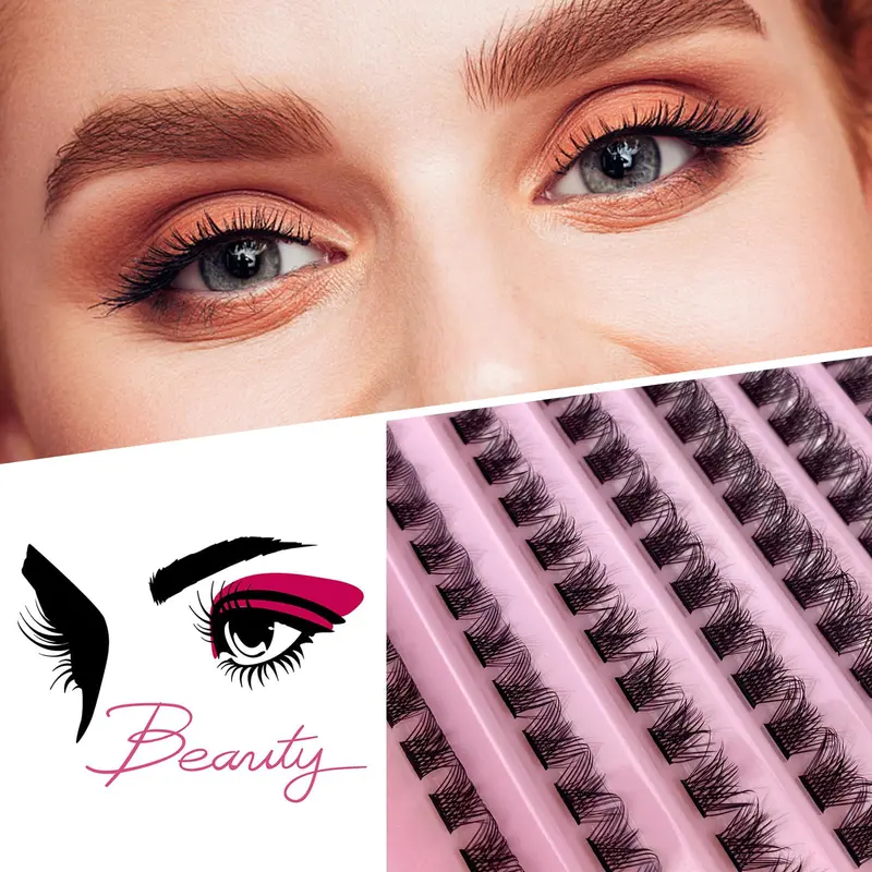 Lash Clusters, 120Pcs DIY lash Extenisons 8-16MM D Curl Fluffy Individual Natural Wispy Lashes Reusable Eyelash Extension at Home (Fluffy) 3
