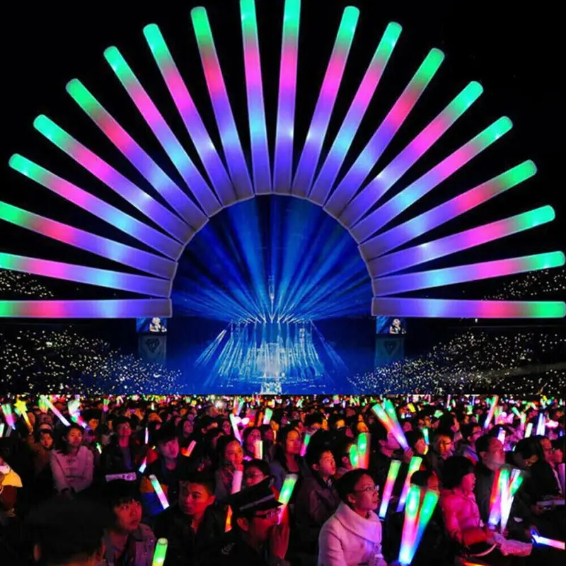 60 LED Foam Glow Sticks Party Wedding Flashing LED Light Stick Light-up Wand UK 1
