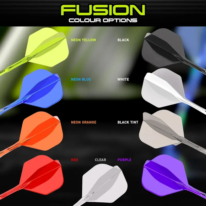 WINMAU Darts Fusion Integrated Flight & Shaft System - No.2 Shape and Design - Short, Intermediate & Medium - Random colour - pop darts game - darts 4