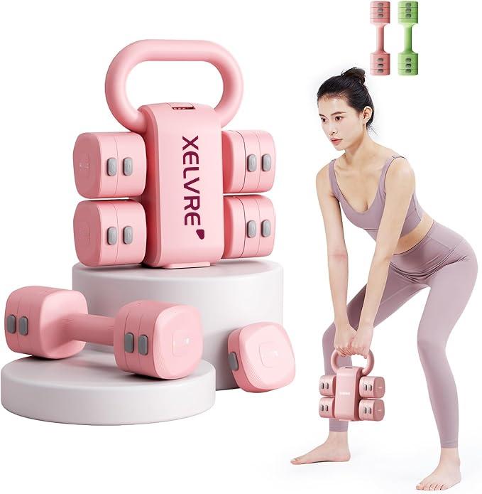Zestaw regulowanych hantli 2 w 1 – przejdź na kettlebell w kilka sekund, ciężar 1–5 kg, kompaktowa siłownia domowa dla mężczyzn i kobiet_voghion.com