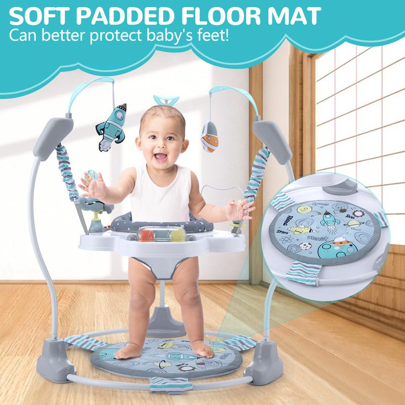 LADIDA Stationary Jumperoo Baby Bouncer Chair Acrobat - 360° Rotating Seat, Musical Toys, and Adjustable Heights (Space Tour Grey) baby  essentials baby  rocker 7