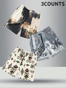 Men's All Over Print Shorts, Casual Comfy Breathable Shorts for Summer, Men's Bottoms for Beach Vacation