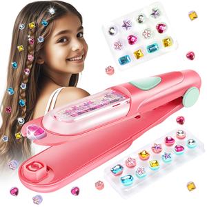 Hair Gem Stamper Kit, Hair Styling Tool with Reusable Shining Diamonds, Heatless Hair Styling Tool for Girls