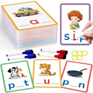 CVC Word Spelling Games, 100pcs/set CVC Word Writing & Spelling Flash Cards Learning Activities, Homeschool Supplies, Colorful Sight Words Reading Game Montessori Toys