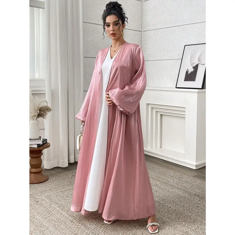 Women's Simple Fashion Casual Arabic Abaya Robe, Everyday Wear, Abayas[S20] muslim  clothes outfit dress for muslim abayas pink auk 1
