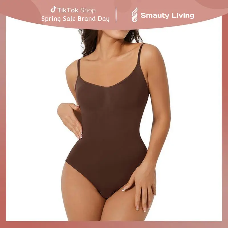 【50 %off】Smauty Living Seamless Covered Bust Jumpsuit & Thong Bodysuit – Perfect Fit Womenswear, Ultimate Comfort Shapewear with Basic 5 Design, Breathable Fabric, and Hip-Smoothing Effect