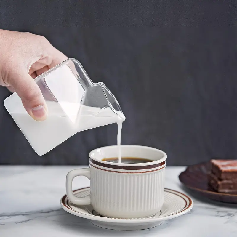Glass Milk Carton Creamer Pitcher Cute Clear Kawaii Milk Carton Cup Mini Creamer Pitcher Container 12 Oz, 1Pcs 0