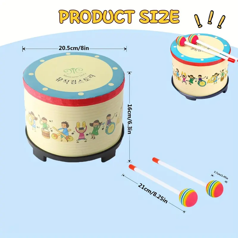 [Colorful Floor Tom Drum] Colorful 8-Inch Floor Tom Drum - 1pc with 2 Mallets - Music Percussion Instrument for Youngsters - Ideal Christmas Birthday Gift 4