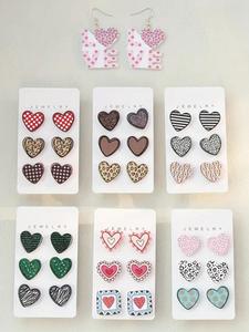 Heart Shaped Acrylic Earrings, Cute Earrings for Women, Earring Set, Elegant Fashion Jewelry for Party, Daily Clothing Decor, Trendy All-match & Exquisite Jewelry for Birthday Gift