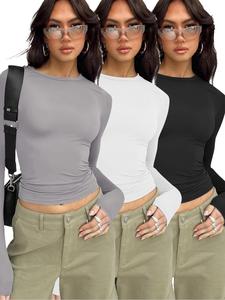 Women's Solid Long Sleeve Thermal Underwear, Casual Comfy Warm Crew Neck Top for Fall & Winter, Women's Underwear for Daily Wear