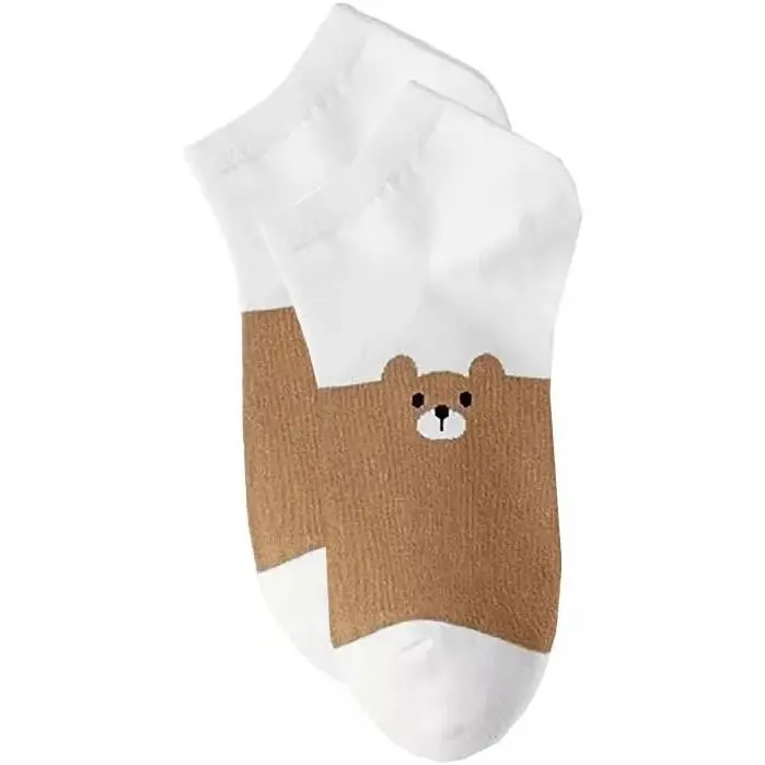 Womens 1 Pair Cute Teddy Bear Novelty Low Cut Trainer Socks One Size UK 3-7 EU 35-40 2