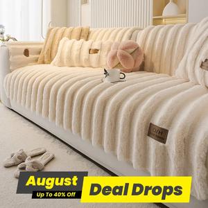 Solid Color Fluffy Sofa Cover, 1 Count Non-slip Soft Sofa Mat, Sofa Protector for Home Living Room Bedroom, Home Decor, Elastic Furniture Protector