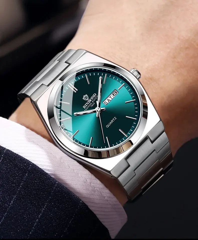 Luxury Men's Watch - Stainless Steel, Double Calendar, Waterproof Quartz Fashion, Wrist Watch Business
