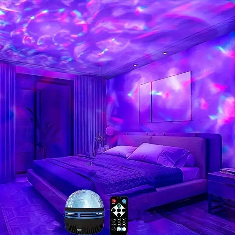Starry Sky Projector Night Light, USB Powered Wave Projector Night Light with Remote Control, Decorative Light for Home Bedroom Party Festival, Gifts for Men 4
