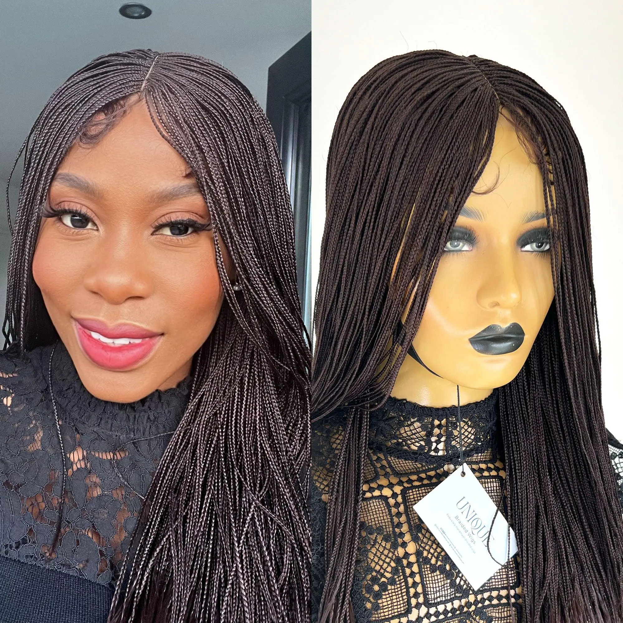 UniqueBraidedWigs Micro Box Braids Wig - 18 Inch Short Braided Wig for Women - #33