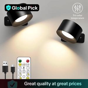 Magnetic RGB Wall Lights, LED Wall Lamp with USB Port, Rechargeable Battery Dimmable Wall Light, Adjustable Brightness, Home Decor Lighting Fixture