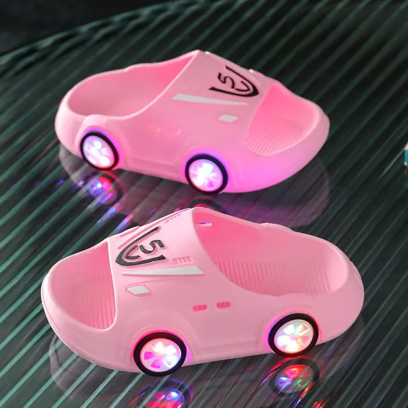 SummerChild Shoes LED Lights Slippers Baby Indoor Antiskid Sandals Boy Girl Luminous Slippers Kid Home Parent-child Sandals 2