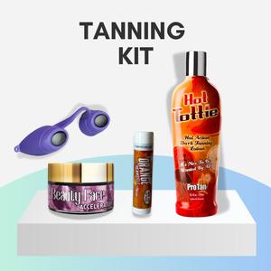 Hottie Tottie Tanning Kit - TINGLE, Goggles, SPF Lip Balm & Face Pot - Sunbed Tanning Kit for Experienced Tanners