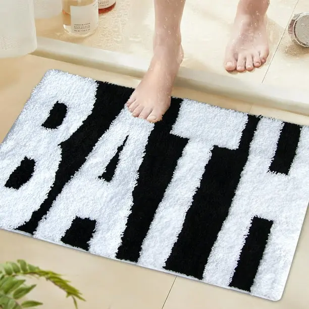 Premium Memory Foam Bath Mat with "BATH" Embossed Design – Non-Slip, Soft & Absorbent Bathroom Rug for Shower, Tub, and Sink – Machine Washable, Quick-Dry, Plush Comfort for Home, Hotel & Spa – Available in Black Colors 0