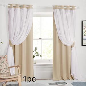 Single Panel Solid Double Layer Window Curtain, 1 Count Blackout Room Darkening Curtains, Elegant Window Drapes for Living Bedroom Home Decor, Christmas Gifts, Christmas Decorations