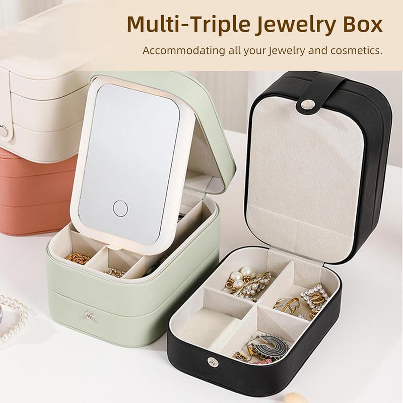 Product Introduction of Cosmetic Bag with LED Mirror 3 layers, Travel Makeup Bag with 3 Colours Led Illuminated Mirror Portable Travel Jewellery Makeup Organiser Mirror Makeup Case with Dividers for Women 14