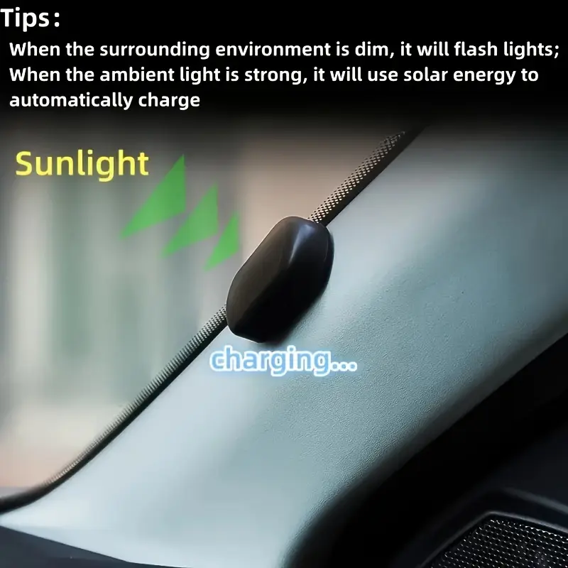 1pc- Solar Charging &USB Charging Car Simulation Alarm - Car Anti-Theft Simulation Monitor - Red, Blue Light Ficker - Make Your Car Safe from Theft 5