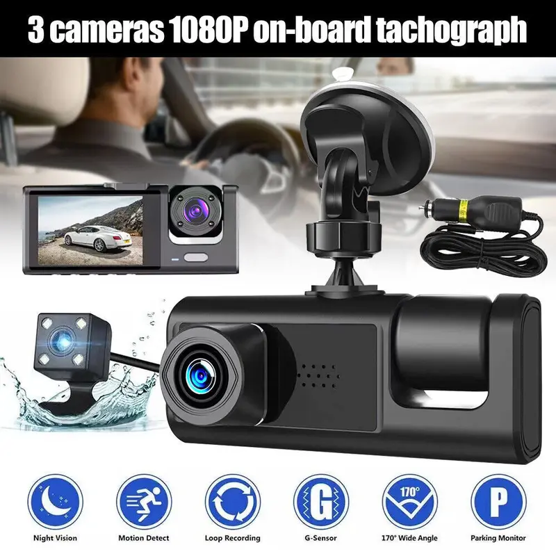 1080P Dual Lens Car Dash Cam Recorder G Sensor DVR Front and Rear Camera Video 0