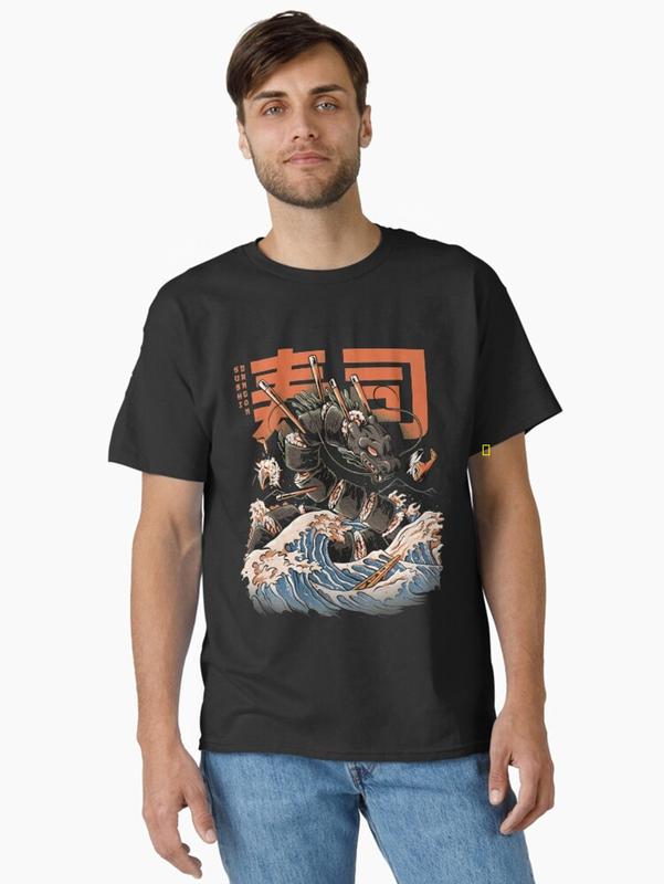 Black Sushi Dragon T-Shirt – Japanese Art Tee – Soft Cotton Feel – Gift for Sushi Lovers & Dragon Fans 4 1