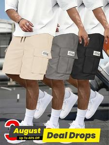 Men's Solid Color Multi-pocket Cargo Shorts, Regular Fit Casual Comfy Breathable Shorts for Summer, Men's Bottoms for Outdoor Running Fitness Exercise Climbing Beach, Workout Gym Shorts