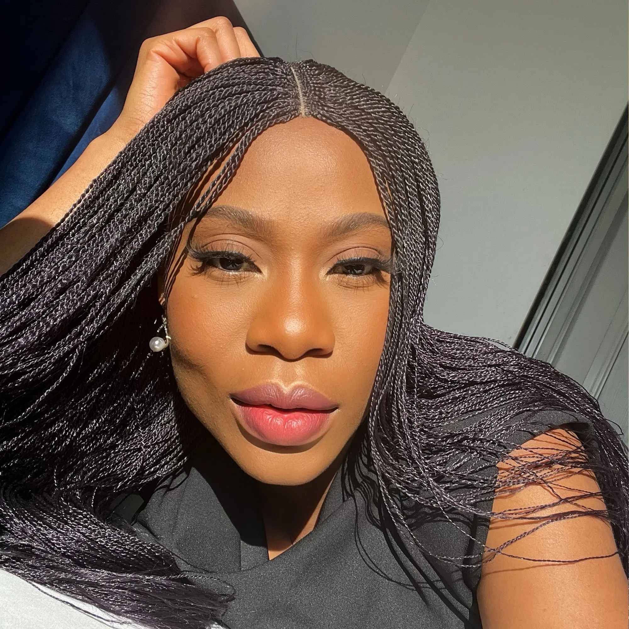 Micro Needle Senegalese Twists - Braided Wig for Women - #Dark Purple, Handcrafted with Meticulous Attention to Detail