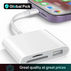 SD Card Reader OTG Adapter for iPhone, Memory Card Reader with USB Camera Adapter, Plug & Play Trail Game Camera SD Card Viewer for iPad, SD Cards Reader