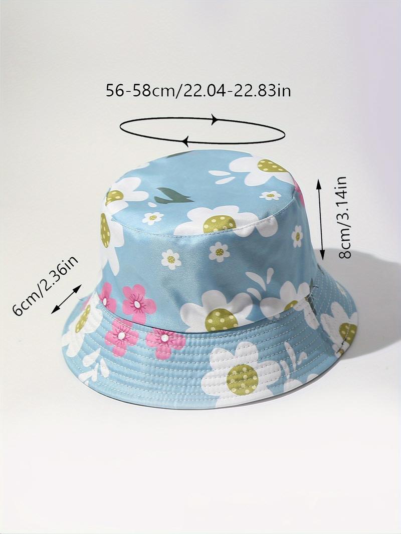 Product Introduction of Women's Cute Floral Bucket Hat, Summer Beach Casual Style, Breathable Sun Protection Fisherman Cap, 2023 New, Beach Casual 1