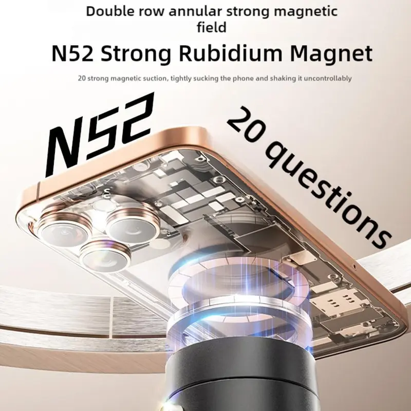 360° Magnetic Car Phone Holder Vacuum Suction Dashboard Mount with Dual Magnetic Base for Drivers, 360 Rotation & Anti Slip Design 3
