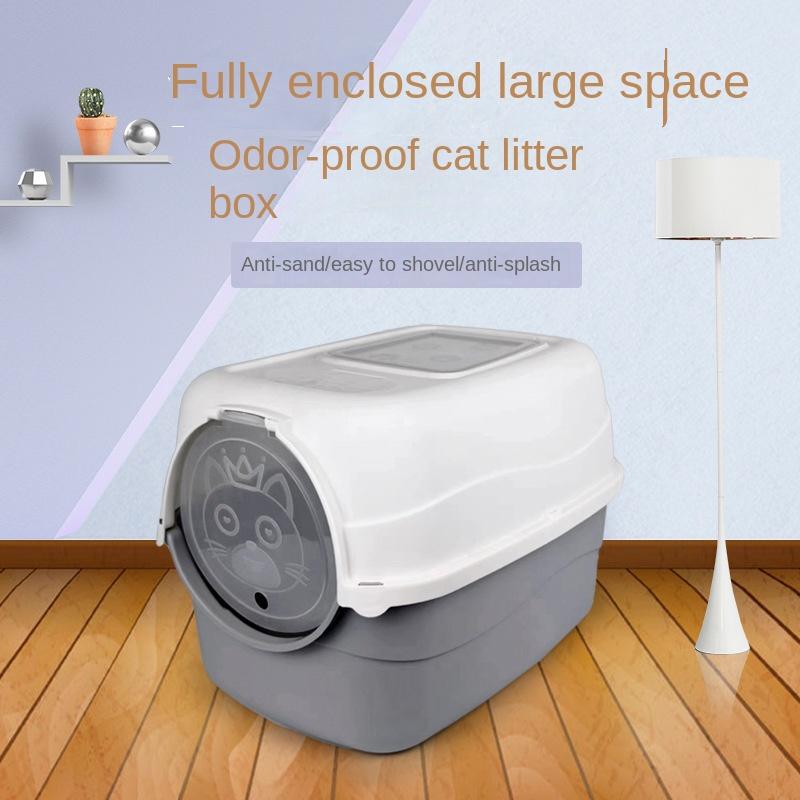Cat Litter Box Fully Enclosed Cat Toilet Extra Large Deodorizing Anti-Splash with Sand Kitten Sand Poop Box Cat Supplies 1