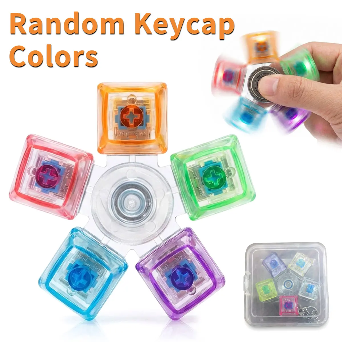 New Toy Glitter Mechanical Switch Fidget Toy LED Spinner Click Buttons ...