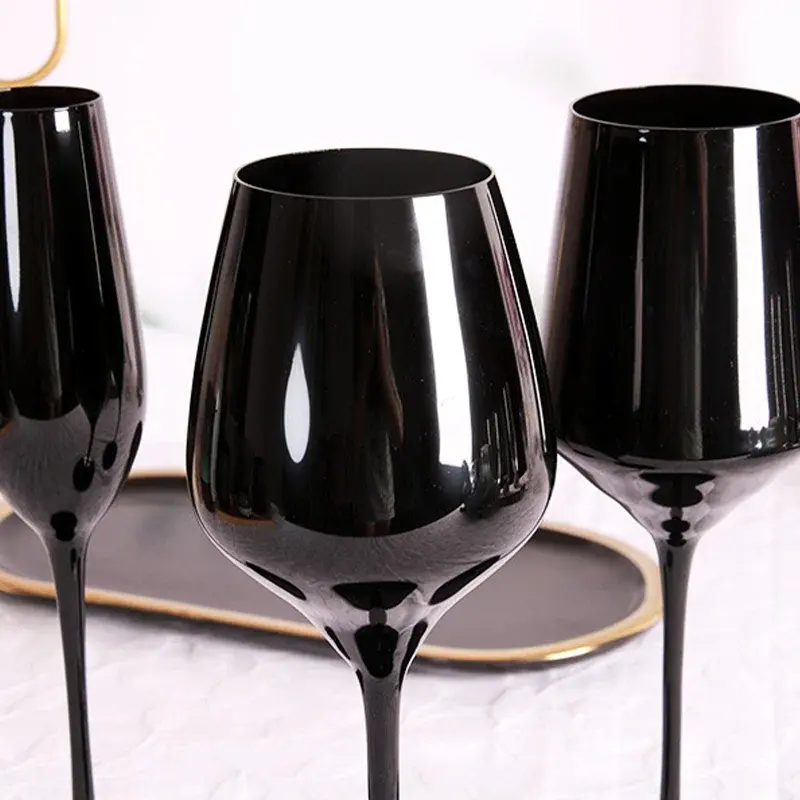 Nordic Creative Home Black Lead-Free Crystal Glass Champagne Cup Goblet Wine Glass Light Luxury Retro Multi-Purpose Wine Glasses 5