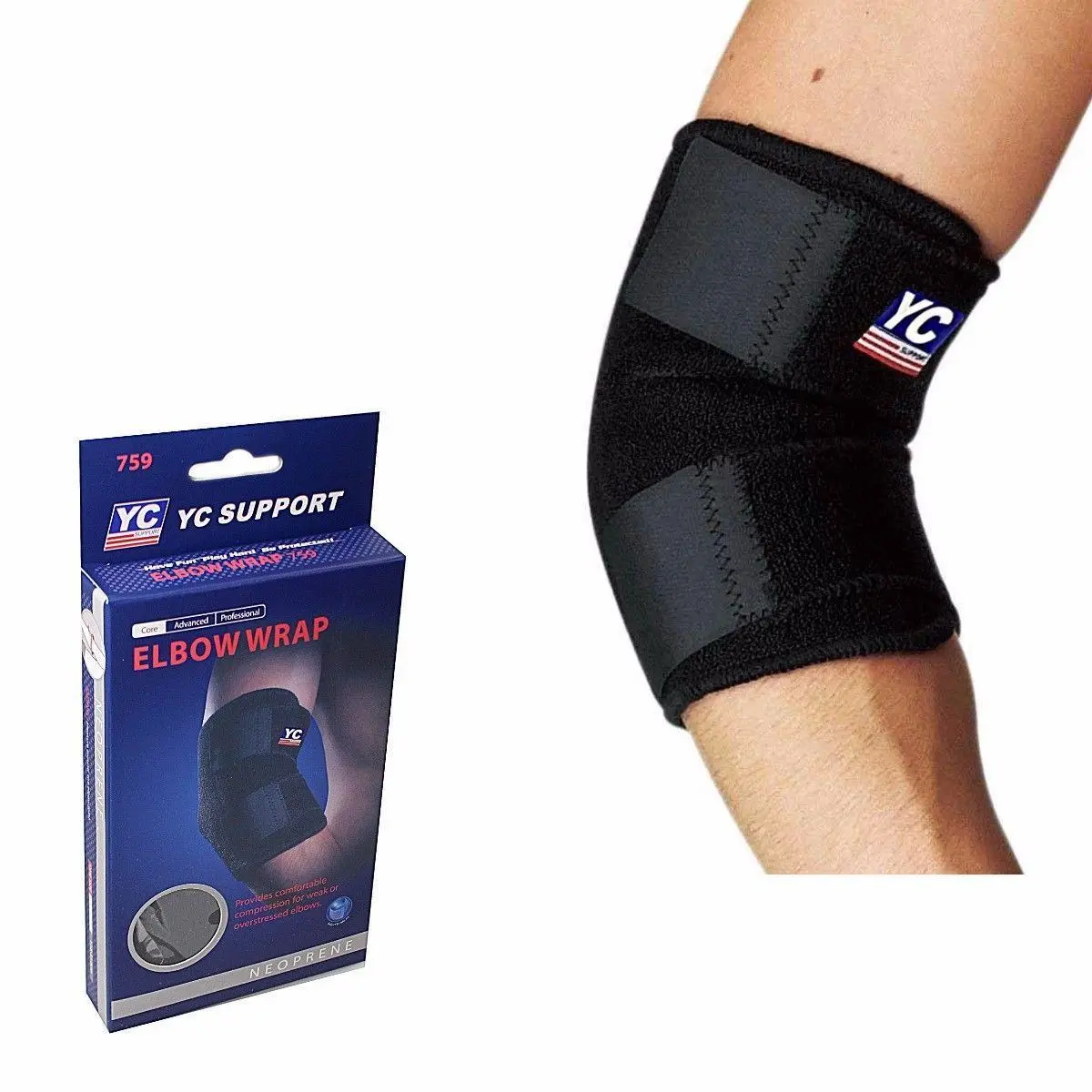 YC Support Core Elbow Support Wrap One Size - Fitness Accessories