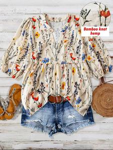 Women's Floral Print Blouse, Casual Short Sleeve Top for Summer, Women's Clothing for Daily Wear