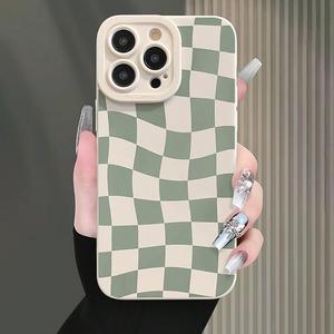 Unique Checkerboard Pattern Phone Case, Fashion Phone Protective Cover, Phone Accessory Compatible with iPhone Series, Protector, Cellphone, Smartphone