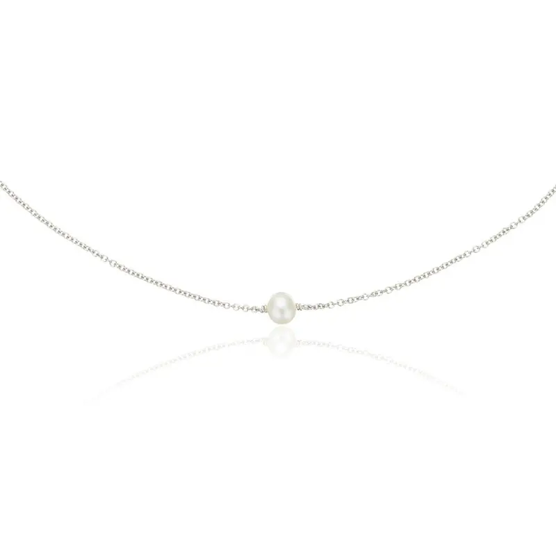 Silver Single Pearl Choker 0