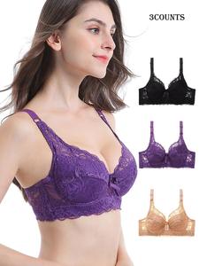 Women's Floral Lace Underwire Bra, Casual Comfy Breathable Adjustable Strap Bra, Lingerie for All Seasons