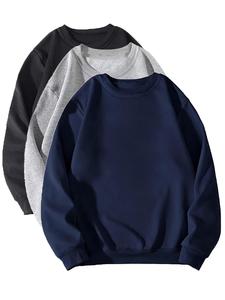 Men's Solid Color Crew Neck Sweatshirt, Casual Loose Long Sleeve Pullover for Spring & Fall, Fashion Men's Top for Daily Wear