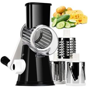 3 in 1 Multifunctional Rotary Cheese Grater, Rotary Cheese Shredder, Manual Vegetable Slicer for Carrot Cucumber Potato, Valentine's Day Gift