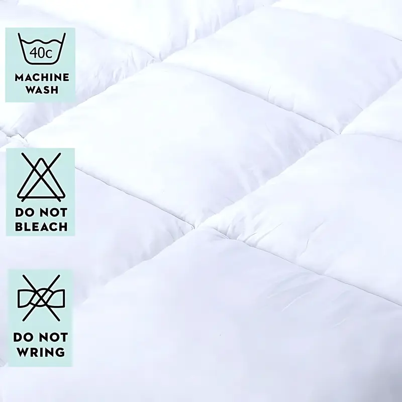 Quilted Elasticated Mattress Topper 11cm Microfiber - Thick Bounce Back Deep Breathable Mattress Topper Hypoallergenic Korean Virgin Fiber Soft Cozy Bedding for Single Double King Super King Sizes Box Stitching Machine Washable 8