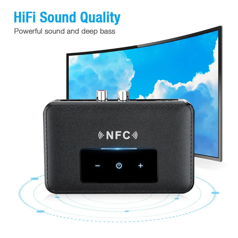 NFC Wireless Bluetooth 5.0 Audio Transmitter Receiver HiFi Music Adapter AUX 3