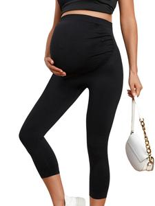 Women's Minimalist Solid Maternity Leggings, Pregnancy Plain High Waist Skinny Pants, Seamless Leggings for Daily Wear, Fashion Casual Maternity Pregnancy Bottoms for Women Lady, Pregnancy Clothes, Maternity Clothing, Pregnancy Apparel