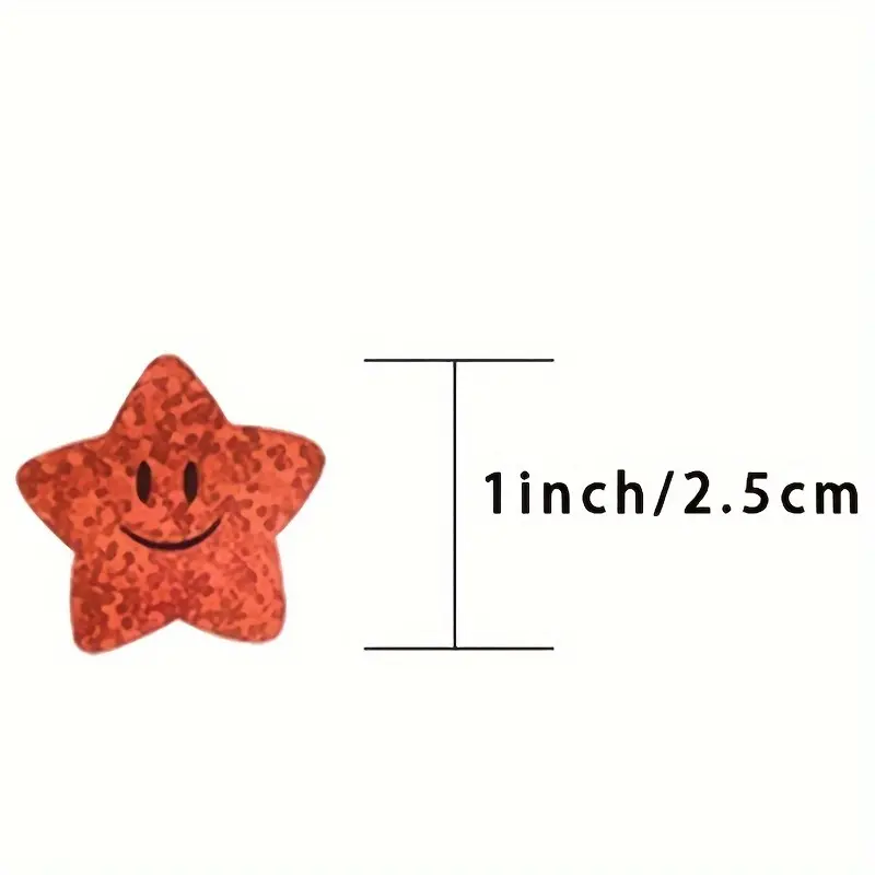 ANIELGARD   500 Self-adhesive Star Happy Face Stickers per Roll, 2.5 Cm, Reward Chart Decorative Label 4
