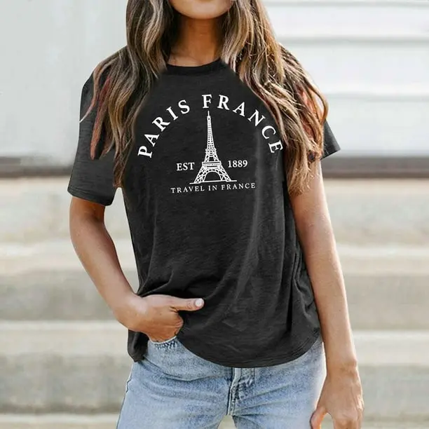 Tshirt For Women Shirt Women Tower T Shirt Travel In France Tshirts Vacation Tees Tops