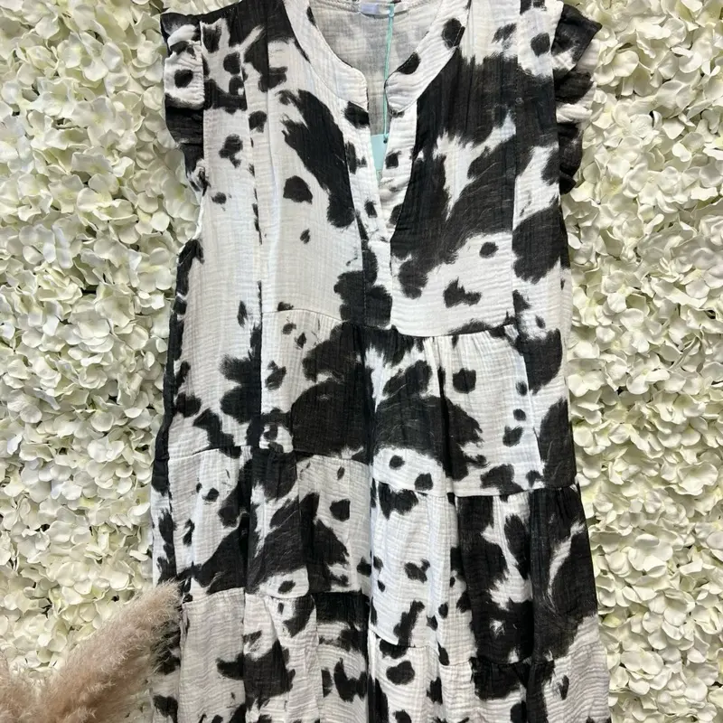 MAEBELLE - RUBY COW PRINT DRESS - Cheesecloth Material 100% cotton 1